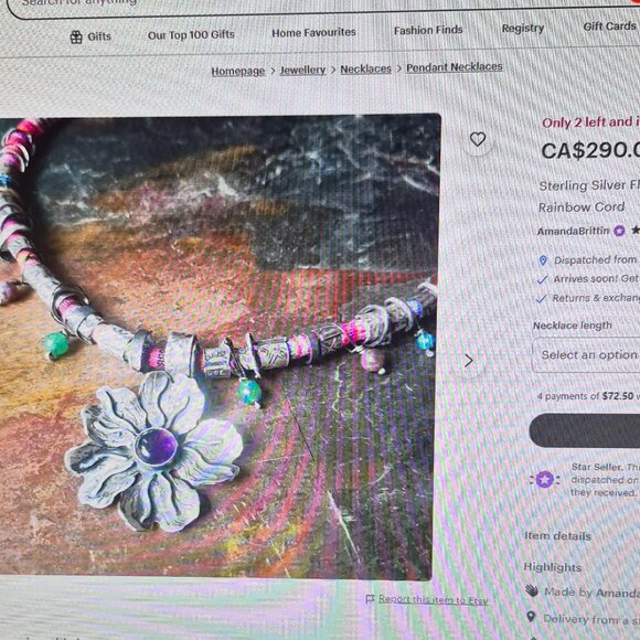 Amanda Brittin Leather cord and SS Necklace.  17 Inches. - Picture 9 of 9